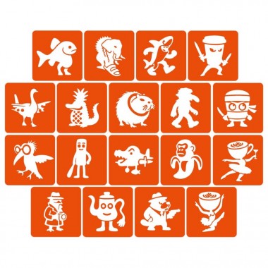 Набор трафаретов для биотату Итальянский брейнрот №2 Italian-brainrot_5x5_18_2