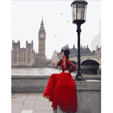 Картина по номерам Brushme  Девушка в пасмурном Лондоне  GX24904