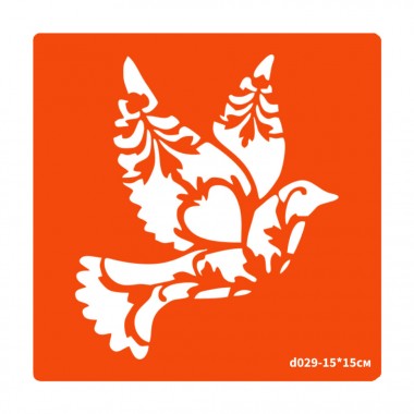 Трафарет для био-тату Птичка d029-15*15см, размер 15х15см