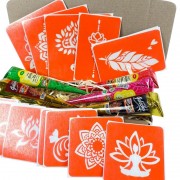 Набор цветной хны с трафаретами для био-тату №4 color-henna-set-04
