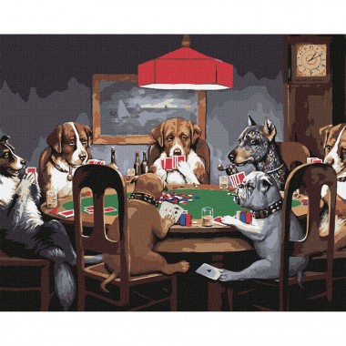 Картина по номерам Собаки играют в покер ©Кассиус Кулидж Идейка KHO4327 40х50 см