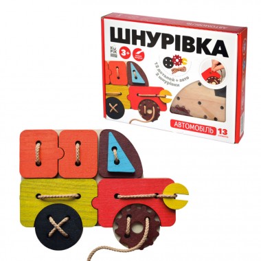 Іграшка шнурівка для малюків "Атомобіль" Kupik 900125, 13 елементів