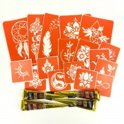 Набор цветной хны с трафаретами для био-тату №6 color-henna-set-06