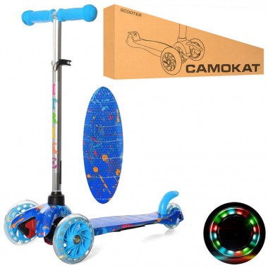 Детский самокат iTrike BB 3-013-4-F-BL MINI светящиеся колеса