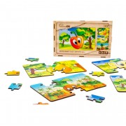 Детский деревянный пазл Фрукты 4 в 1 Puz-84681, 80 элементов