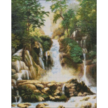 Алмазная мозаика Пейзаж с водопадом Идейка AMO7275 40х50 см