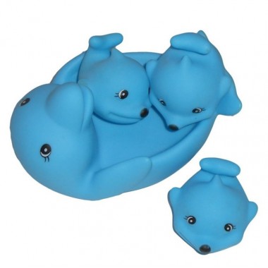 Игрушка для купания пищалка 522-3-4 в сетке (Дельфин)