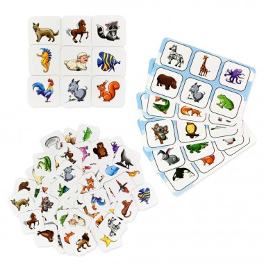 Детское лото Животные 30579, 54 фишки 9 планшеток
