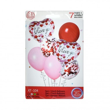 Воздушные шарики MK 5645-104 в наборе 7 штук, лента 10 метров