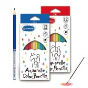Акварельные цветные карандаши Acmeliae 9401-12 круглый корпус, кисточка, 12 цветов