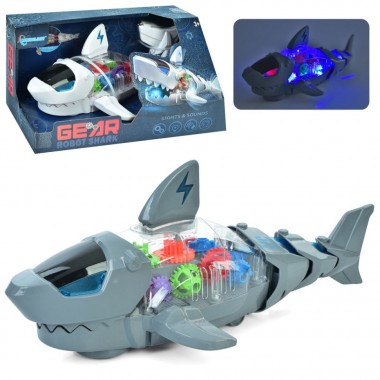 Интерактивная игрушка Робот Акула S-2A(Grey) серый, музыка, свет, подвижные детали, ездит