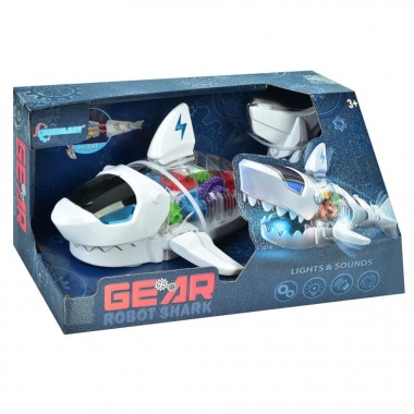 Интерактивная игрушка Робот Акула S-2A(White) белый, музыка, свет, подвижные детали, ездит