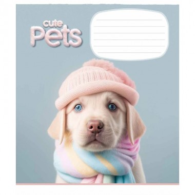 Тетрадь ученическая Cute pets 012-3253K-1 в клетку, 12 листов