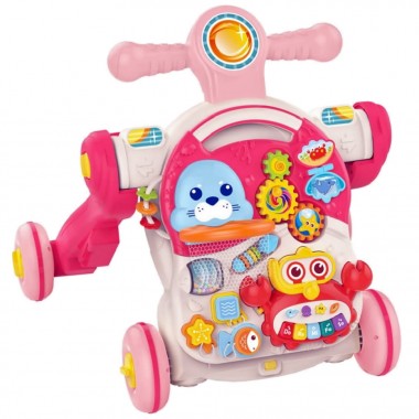 Детские ходунки-каталка Первые шаги 4 в 1 HUANGER HE0827(Pink) музыкальные