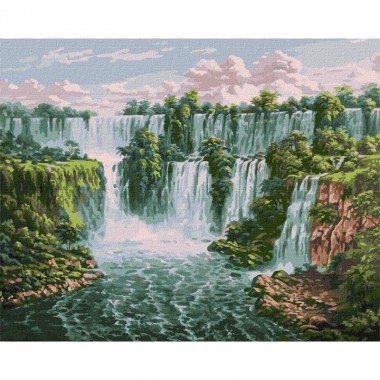 Картина по номерам Живописный водопад ©Сергей Лобач Идейка KHO2878 40х50 см