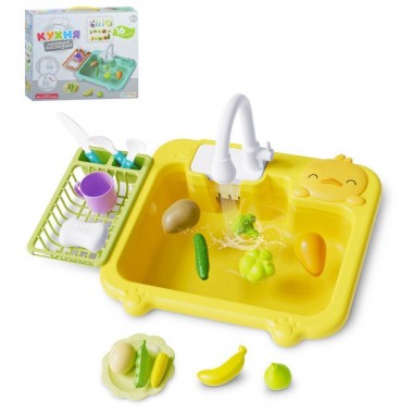 Детская игрушечная кухня WD-801A, мойка, льется вода 16 предметов