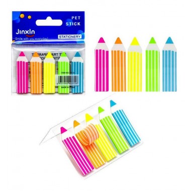 Закладка неоновая Stick Notes Карандаш COLOR-IT Р01-2-LВ, 5 цветов