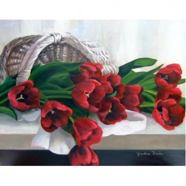 Картина по номерам Идейка Букеты Тюльпаны в корзинке 40х50см KHO2064