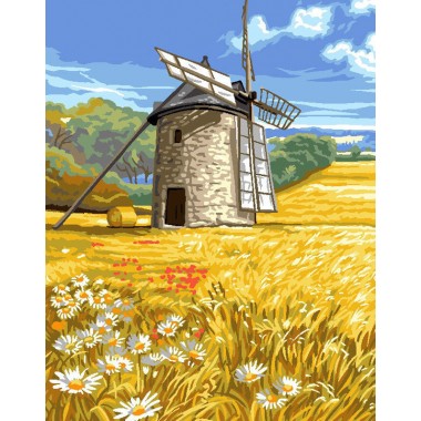 Картина по номерам Brushme Мельница на пшеничном поле GX6698