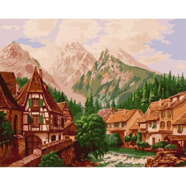 Картина по номерам Городок в горах ©Сергей Лобач Идейка KHO2880 40х50 см