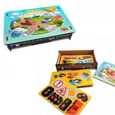 Настольная развивающая игра Лото: транспорт Ubumblebees (ПСФ082) PSF082, 52 фигурные фишки