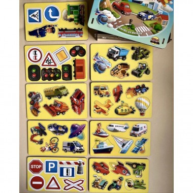Настольная развивающая игра Лото: транспорт Ubumblebees (ПСФ082) PSF082, 52 фигурные фишки