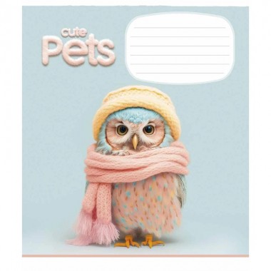 Тетрадь ученическая Cute pets 012-3253K-4 в клетку, 12 листов