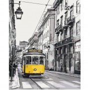 Картина по номерам Идейка городской пейзаж Желтый трамвайчик 40*50см KHO2187