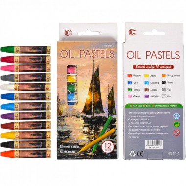 Набор восковых карандашей 12 цветов OIL PASTELS С T912
