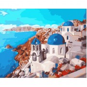Картина по номерам Идейка Городской пейзаж Санторини 40*50см KHO2139
