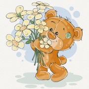 Картина по номерам. Art Craft Медвежонок с цветами 30х30 см 15529-AC