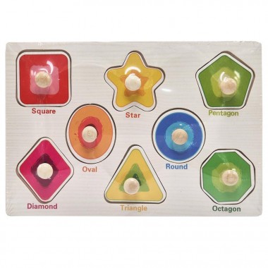 Дерев'яний пазл-вкладиш Геометричні фігури 53972-7 ручка-тримач, у плівці