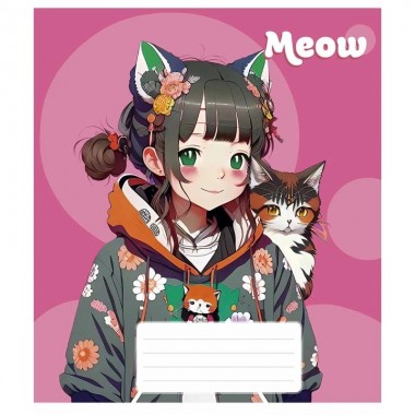 Тетрадь общая Kawaii 048-3302L-4 в линию, 48 листов