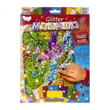 Креативное творчество Glitter Mosaic Динозавры БМ-03-09 блестящая мозаика