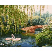 Картина по номерам Лебеди на озере ©Сергей Лобач Идейка KHO4359 40х50 см