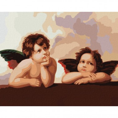Картина по номерам Очаровательные ангелочки © Рафаэль Санти Идейка KHO4829 40х50 см