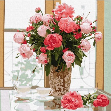 Картина по номерам Любимые розовые пионы ©Ira Volkova Идейка KHO3201 50х50 см