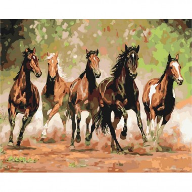 Картина за номерами "Табун коней" BS8288  Brushme 40х50 см