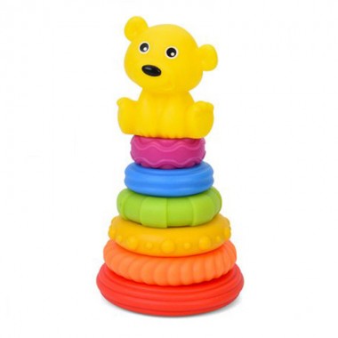 Детская игрушка "Пирамидка Мишка" 638-112(Yellow) 18,5 см, 6 колец