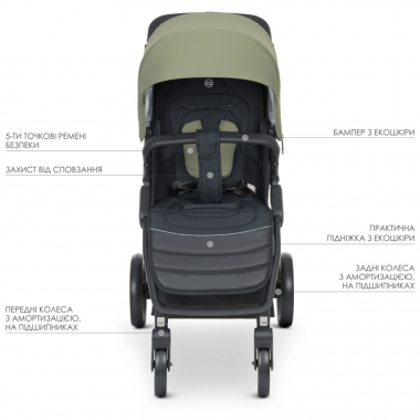 Коляска дитяча прогулянкова EL CAMINO ME 1053N Khaki