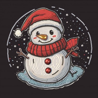 Алмазная мозаика Снеговик DBS52205 неполная выкладка 25х25 см