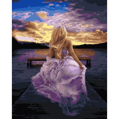 Картина по номерам Brushme Девушка в сиреневом платье GX21738
