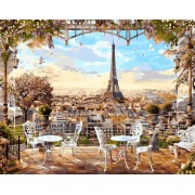 Картина по номерам Brushme Кафе с видом на Эйфелеву башню GX8876