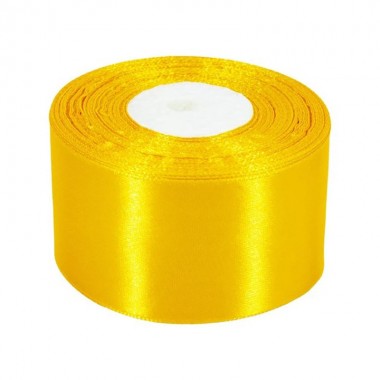 Атласная лента для рукоделия АБ-504, 5 см x 23 м, Желтый