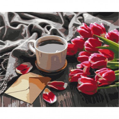 Картина за номерами "Тюльпани до кави" Brushme BS36492 40х50 см