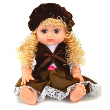 Кукла музыкальная "Алина" 5139/52/53/54  33 см (в коричневом платье)