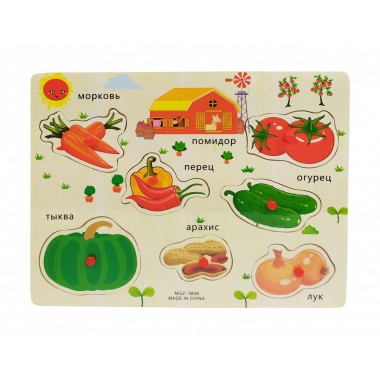 Деревянная игрушка Metr Plus Рамка-вкладыш Овощи MD 2161-6