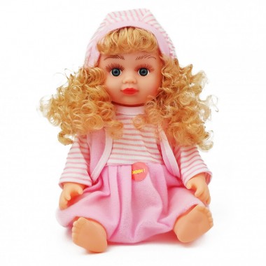 Кукла музыкальная Алина 5066/69/75/76/9006  27 см  (В розовом платье в полоску в шапочке)