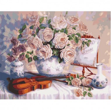 Картина по номерам Идейка Натюрморт Розы и скрипка 40*50см KHO5518