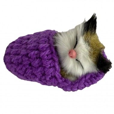 Детский антистресс Котик спит в вязаном тапочке MM418(Violet)